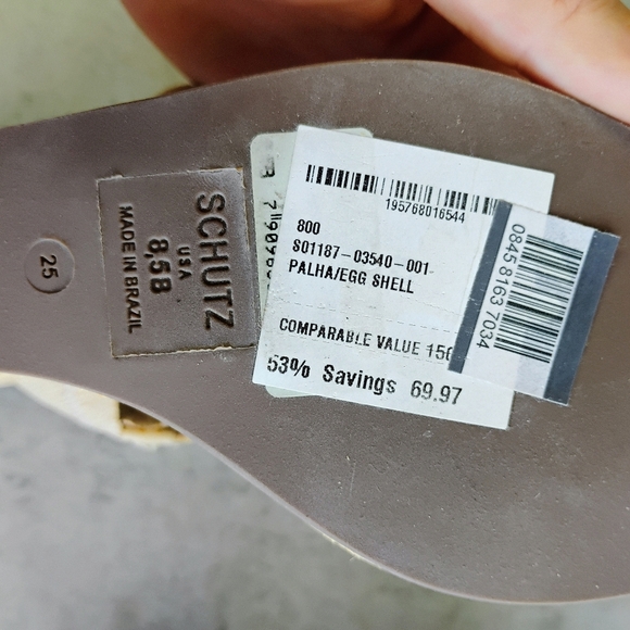 Schutz Tarla Platform Wedge Sandals Womens 8.5B Straw Raffia Tropical Vacation - Picture 12 of 15